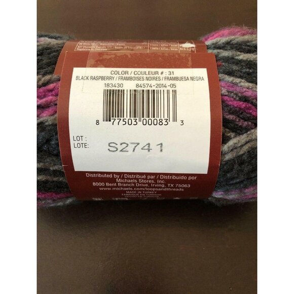 Loops & Threads Charisma #5 Bulky Yarn Black Raspberry #31 109 yds - Picture 4 of 6
